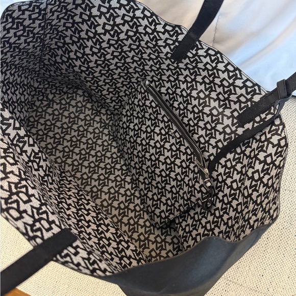 DKNY Black Leather Shoulder Tote with Pouch - Picture 3 of 6